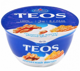 Йогурт Савушкин Теос греческий грецкий орех мед 2% 140г