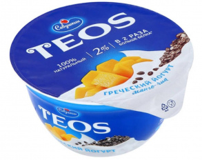 Йогурт Савушкин Теос греческий манго чиа 2% 140г